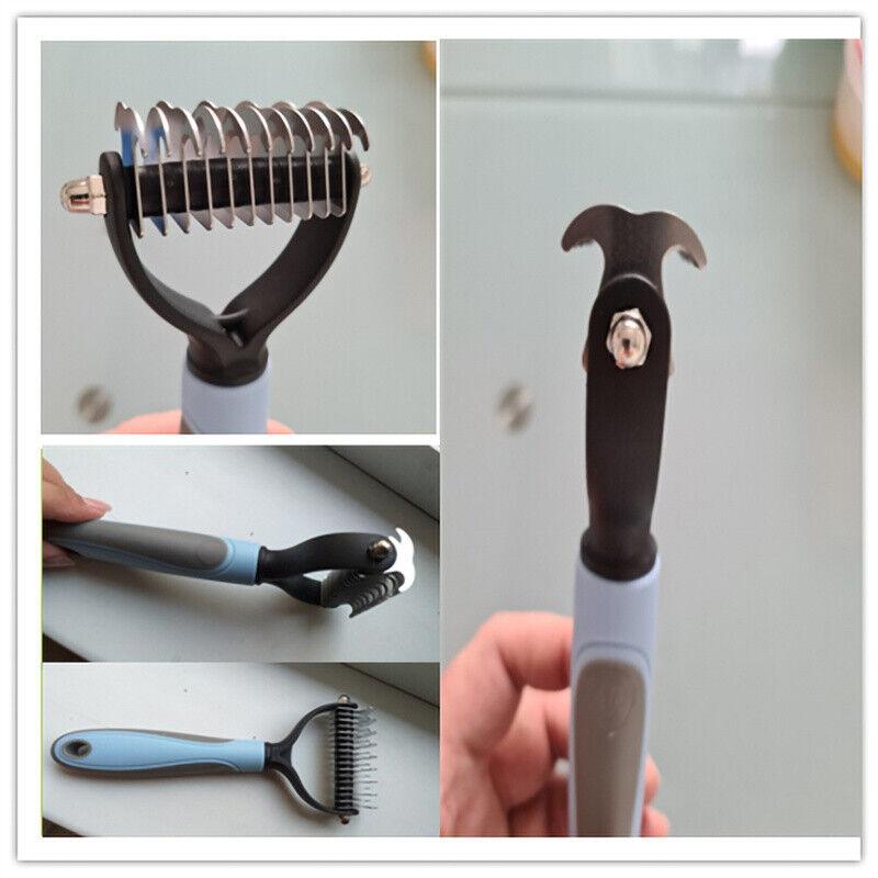 Grooming Brush For Pet Dog Cat Deshedding Tool Rake Comb Fur Remover Reduce 2-Side Dematting Tool For Dogs Cats Pets Grooming Brush Double Sided Shedding And Dematting Undercoat Rake Hair Removal Comb-3