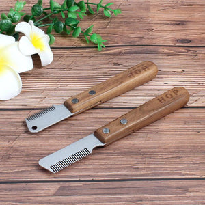 Pet Plucking Knife Comb Wooden Handle Terrier Dog Supplies Pet Shaving Knife Styling Grooming Comb-2