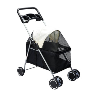 Pet Stroller Travel 4 Wheels Black-0