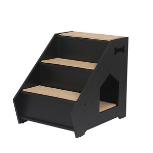 Wooden Dog Steps with Bed - Black-0