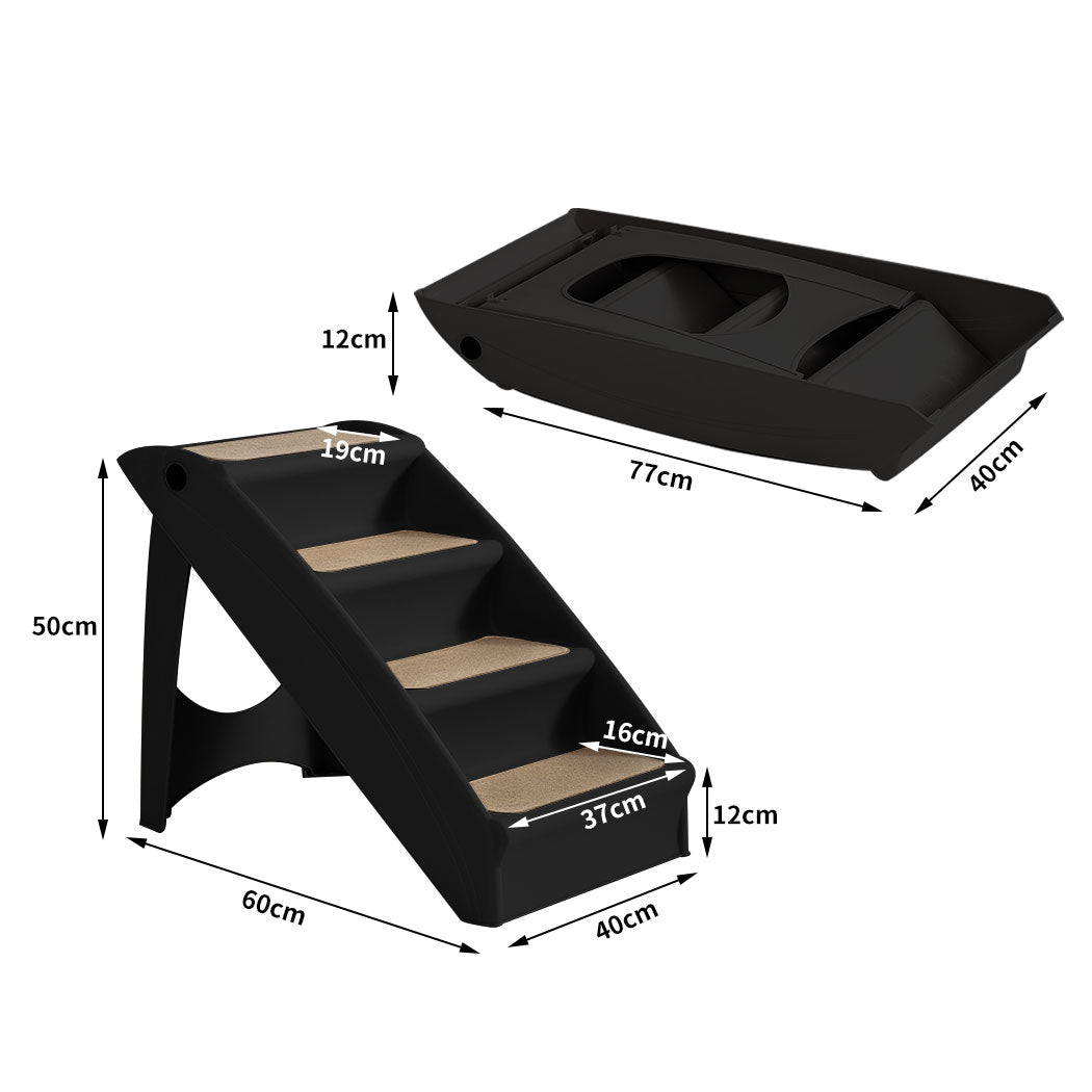 Foldable & Washable Pet Stairs Ramp - Black-2