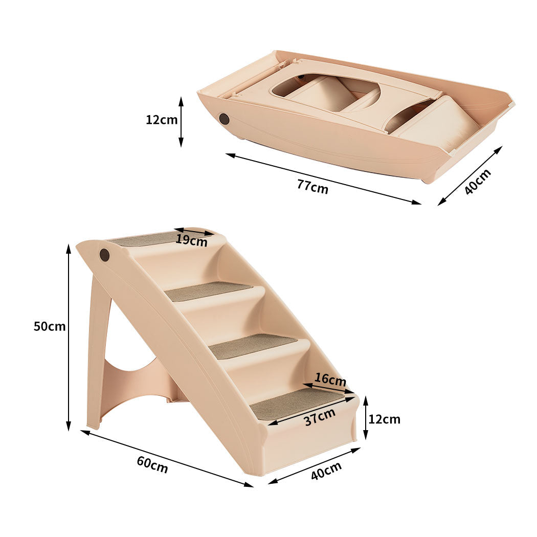 Foldable & Washable Pet Stairs Ramp - Nude-2