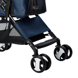 Large Travel Foldable Pushchair Pet Stroller 3 in 1 -  Blue-4