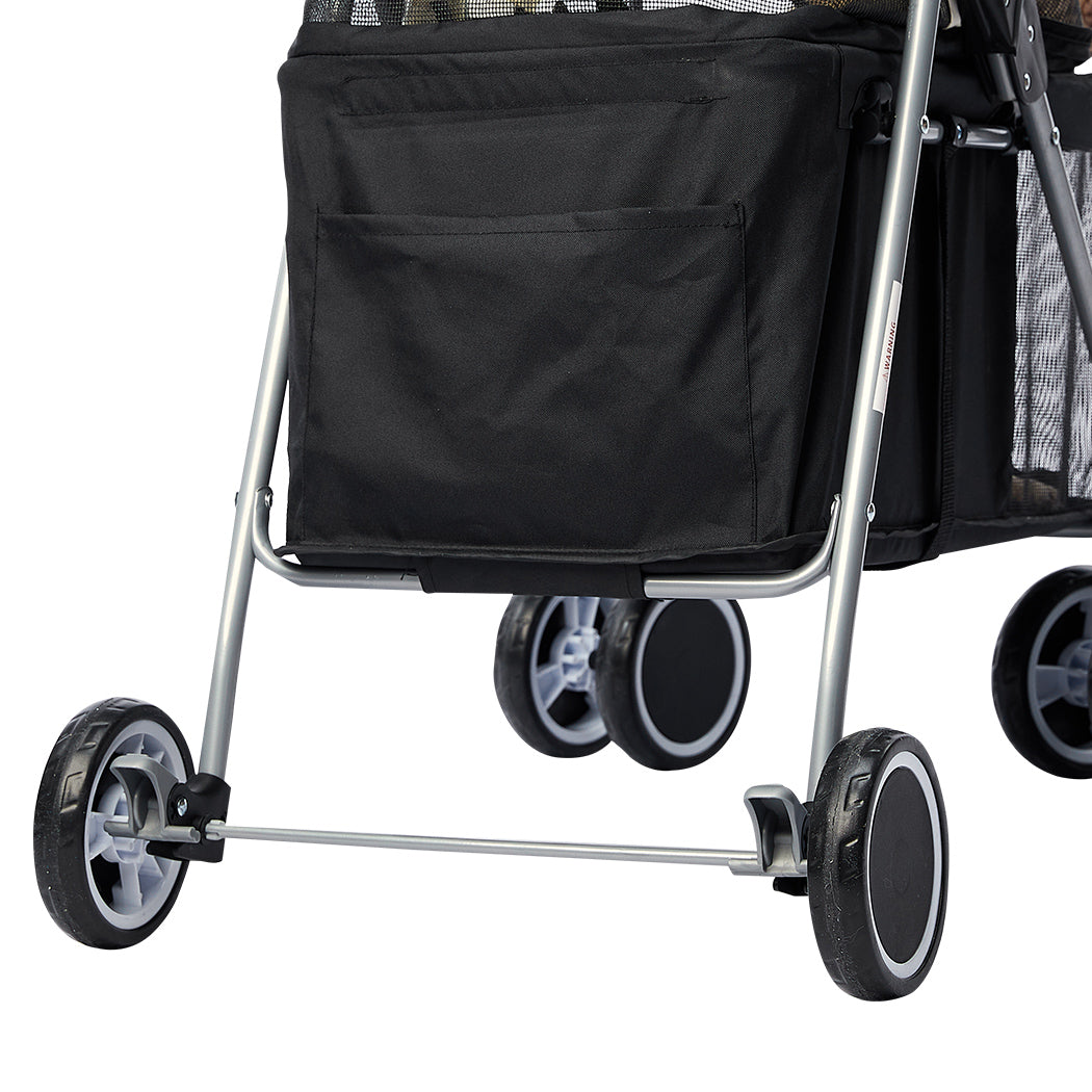 Pet Stroller Travel 4 Wheels Black-4