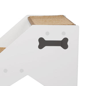 Wooden Dog Steps with Bed - White-5