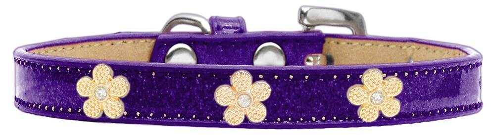 Dog, Puppy & Pet Widget Ice Cream Collar, "Gold Flower"-4