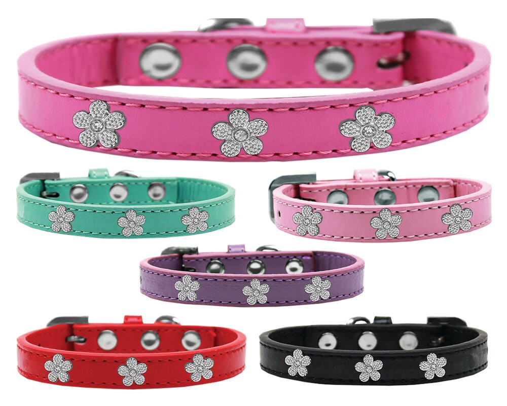 Dog, Puppy & Pet Widget Fashion  Collar, "Silver Flower"-0