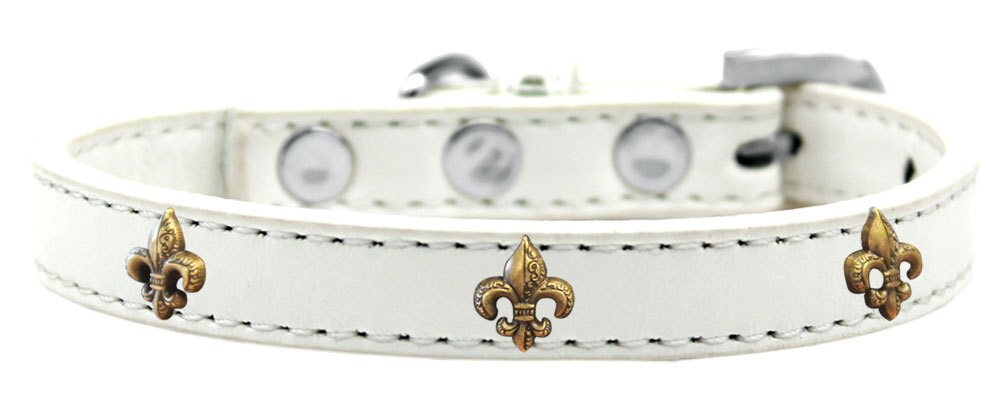 Dog, Puppy & Pet Widget Fashion  Collar, "Bronze Fleur De Lis"-3