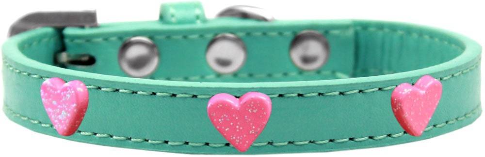 Dog, Puppy & Pet Widget Fashion Collar, "Pink Glitter Heart"-4