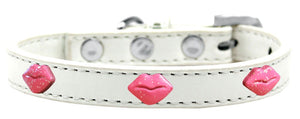 Dog, Puppy & Pet Widget Fashion  Collar, "Pink Glitter Lips"-4