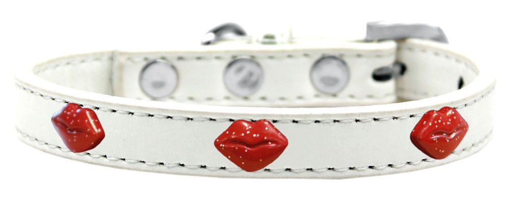 Dog, Puppy & Pet Widget Fashion  Collar, "Red Glitter Lips"-3