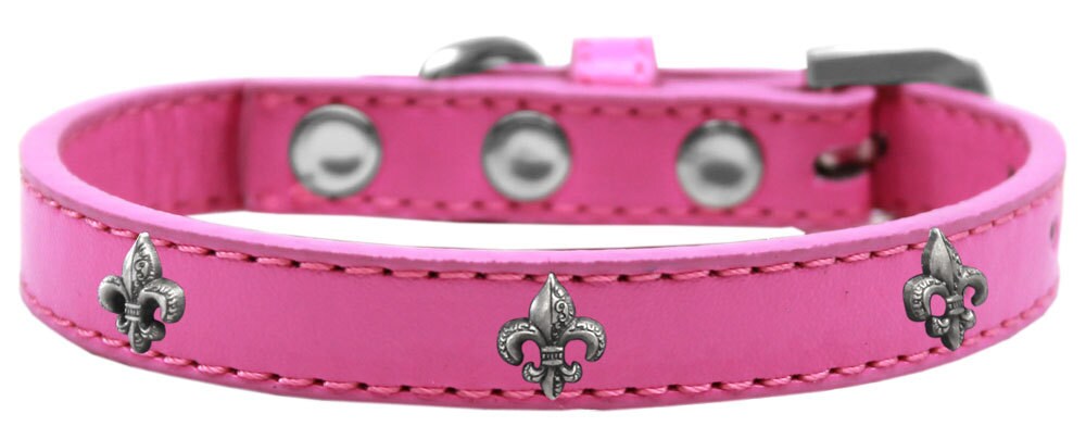 Dog, Puppy & Pet Widget Fashion Collar, "Silver Fleur De Lis"-2