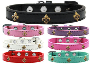 Dog, Puppy & Pet Widget Fashion  Collar, "Bronze Fleur De Lis"-0