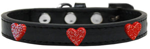 Dog, Puppy & Pet Widget Fashion  Collar, "Red Glitter Heart"-4