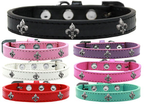 Dog, Puppy & Pet Widget Fashion Collar, "Silver Fleur De Lis"-0