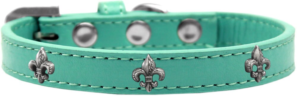 Dog, Puppy & Pet Widget Fashion Collar, "Silver Fleur De Lis"-3