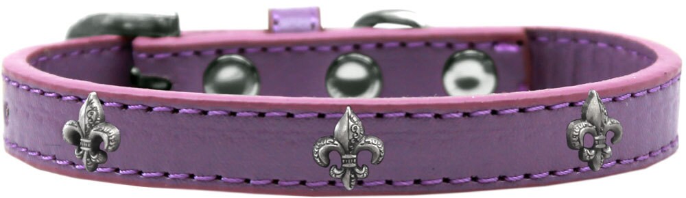 Dog, Puppy & Pet Widget Fashion Collar, "Silver Fleur De Lis"-4