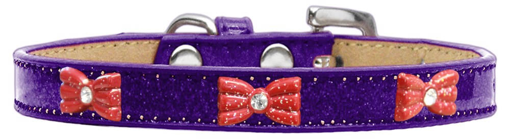 Dog, Puppy & Pet Widget Ice Cream Collar, "Red Glitter Bow"-2