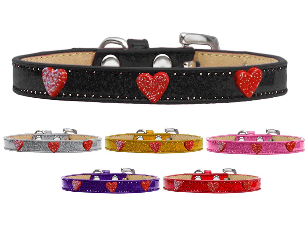 Dog, Puppy & Pet Widget Ice Cream Collar, "Red Glitter Heart"-0