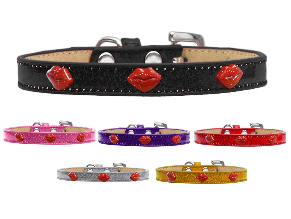 Dog, Puppy & Pet Widget Ice Cream Collar, "Red Glitter Lips"-0