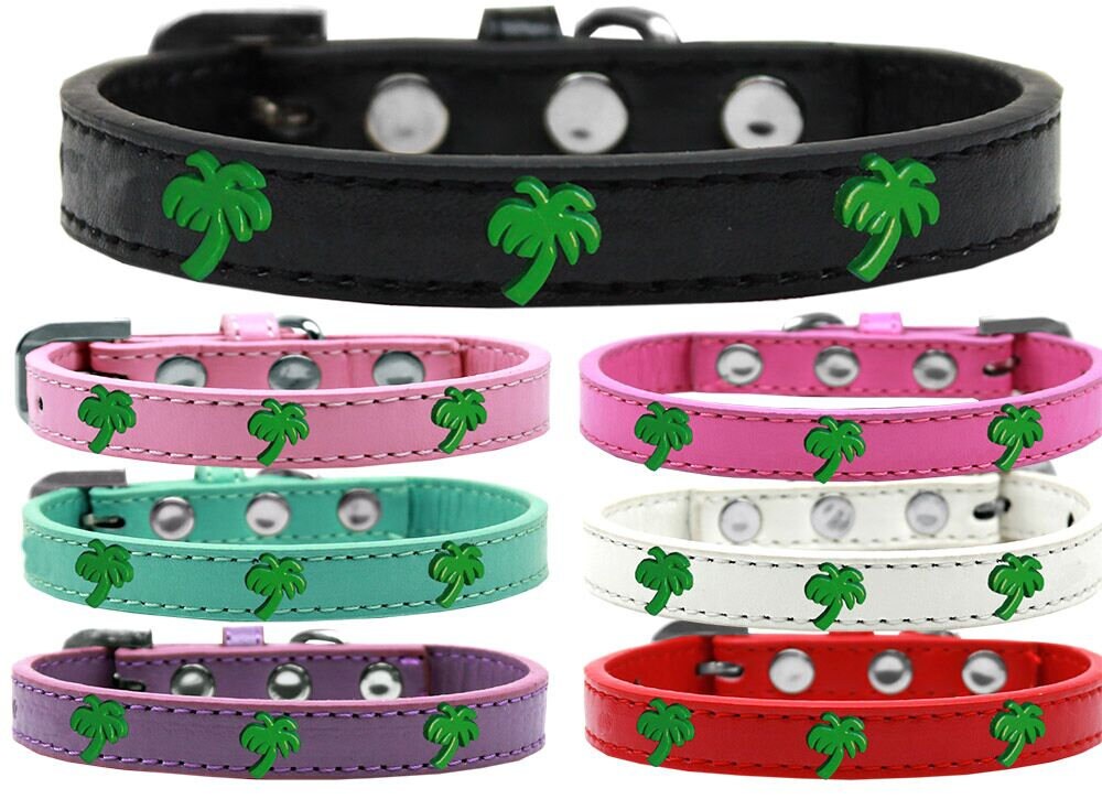 Dog, Puppy & Pet Widget Fashion  Collar, "Green Palm Tree"-0