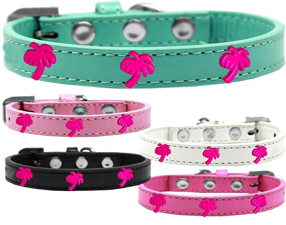 Dog, Puppy & Pet Widget Fashion  Collar, "Pink Palm Tree"-0