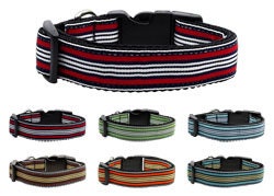 Pet Dog & Cat Nylon Collar or Leash, "Preppy Stripes"-0