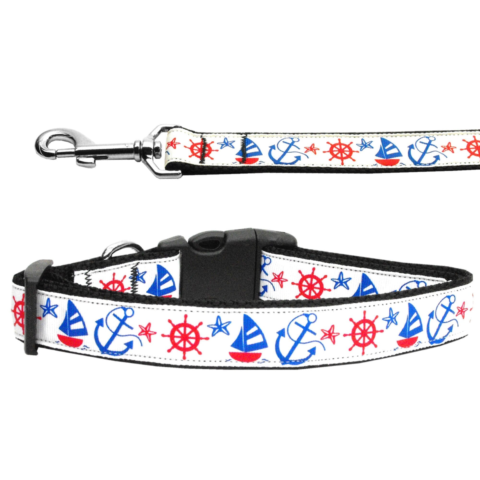 Pet Dog & Cat Nylon Collar or Leash, "Anchors Away"-0