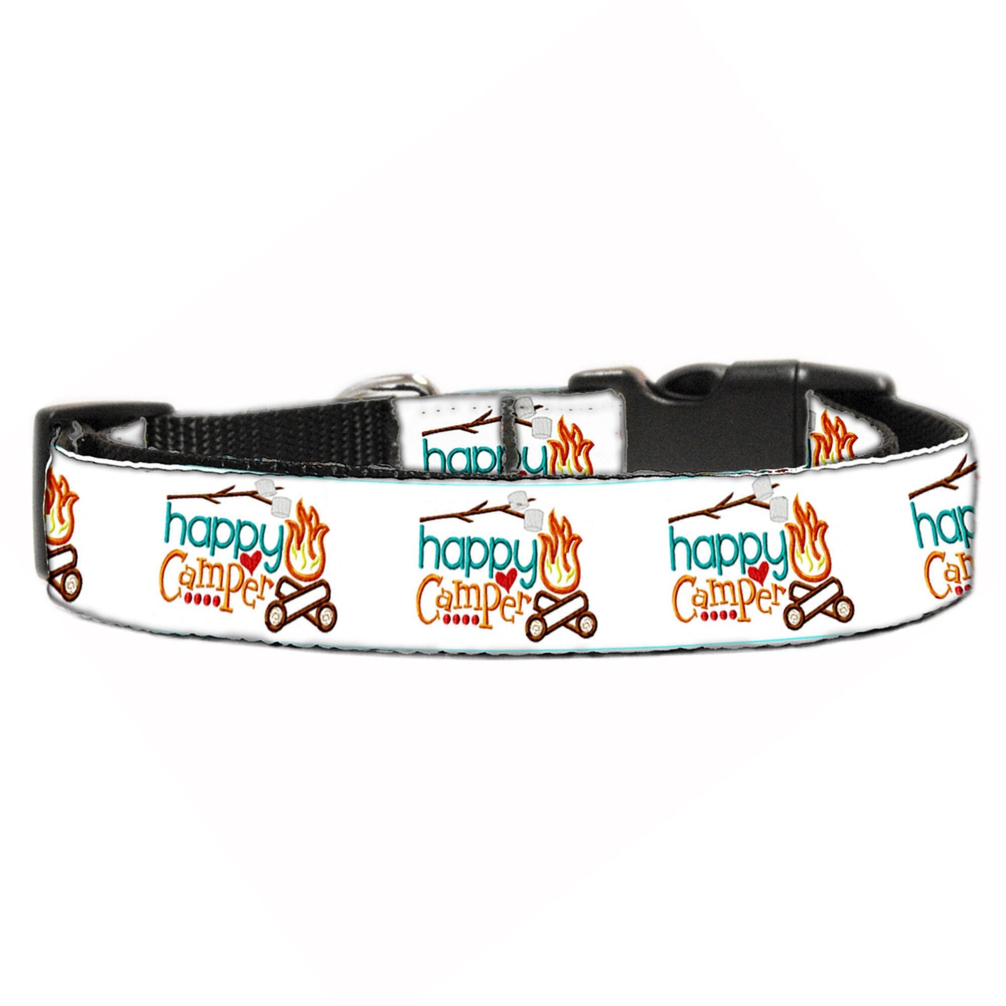 Pet Dog & Cat Nylon Collar or Leash, "Happy Camper"-0