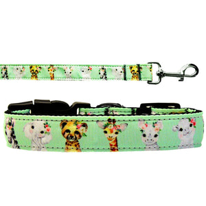 Pet Dog & Cat Nylon Collar or Leash, "Pretty Baby Jungle Babies"-0