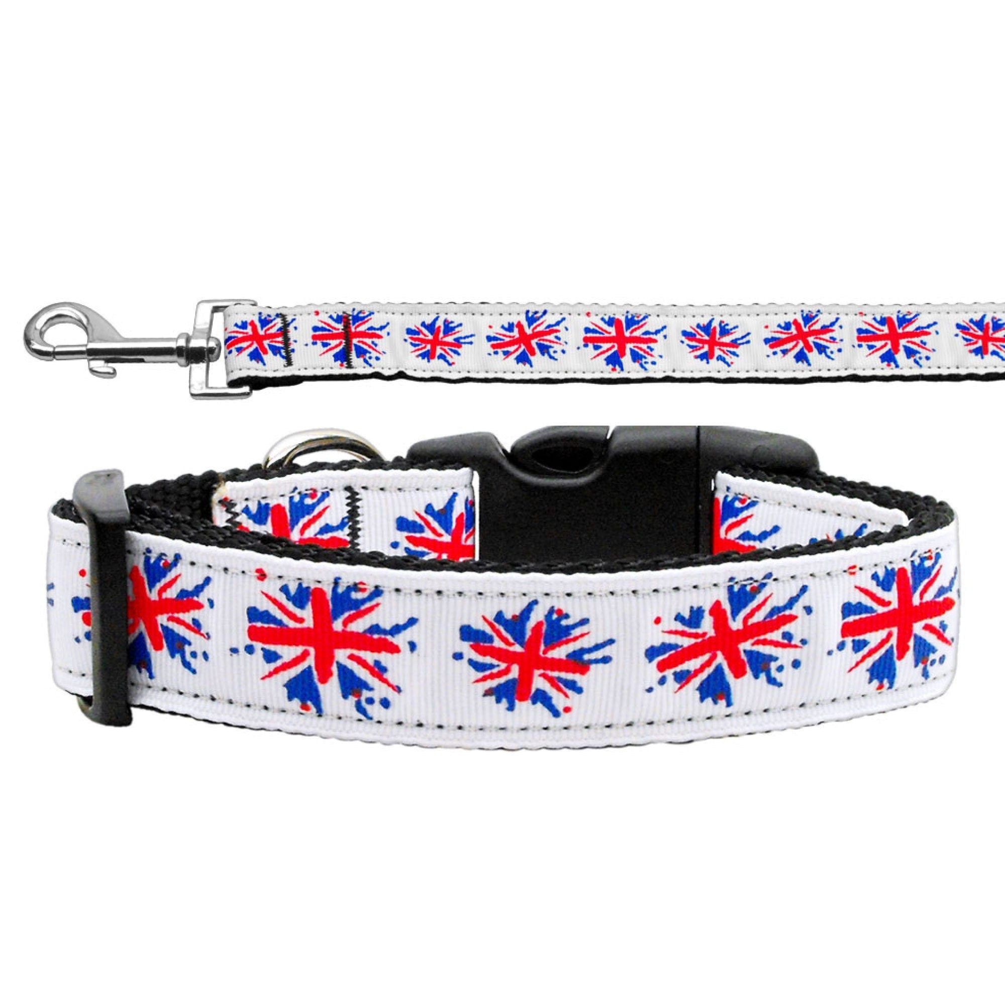 Pet Dog & Cat Nylon Collar or Leash, "Graffiti Union Jack"-0