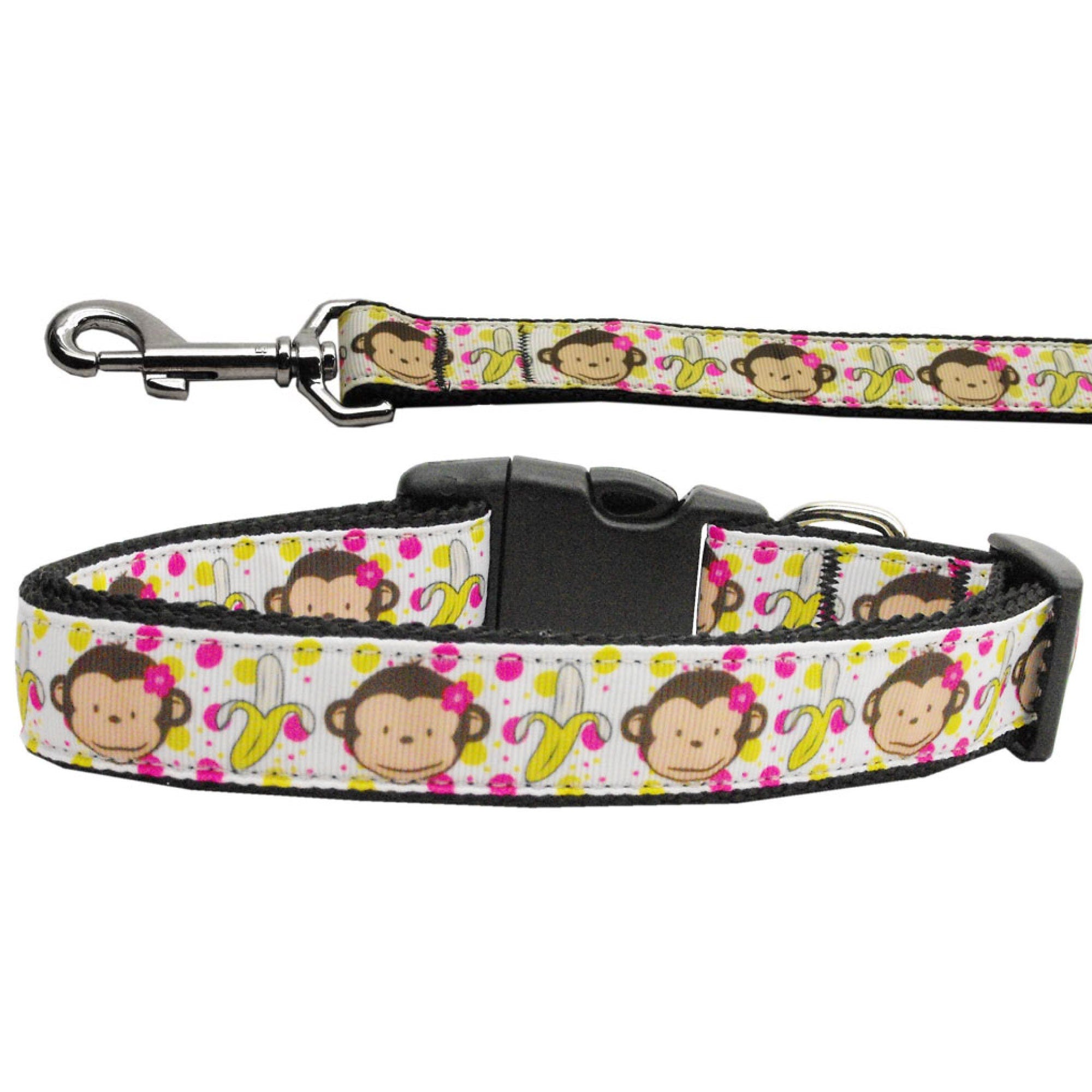 Pet Dog and Cat Nylon Collar or Leash, "Monkeys & Bananas"-0