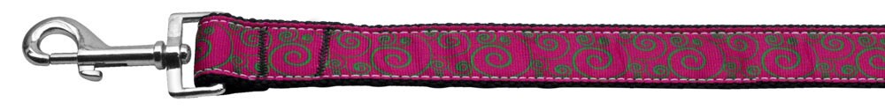 Pet Dog and Cat Nylon Collar or Leash, "Pink & Lime Swirly"-3