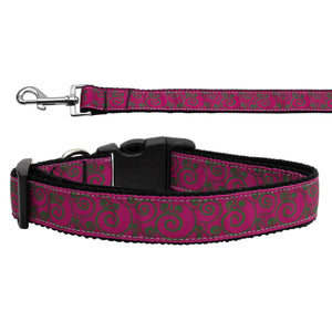 Pet Dog and Cat Nylon Collar or Leash, "Pink & Lime Swirly"-0