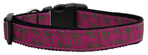 Pet Dog and Cat Nylon Collar or Leash, "Pink & Lime Swirly"-2