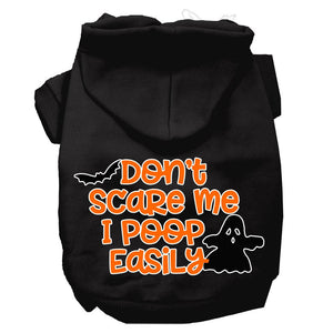 Halloween Pet, Dog & Cat Hoodie Screen Printed, "Don't Scare Me, I Poop Easily"-2