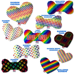 Pet and Dog Plush Heart or Bone Toy, "Rainbow Pride Group" (Available in different sizes, and 7 different pattern options!)-1