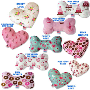 Valentine's Day Pet & Dog Plush Heart or Bone Toy, "Sweet Love Group" (Available in different sizes and 6 pattern options!)-1