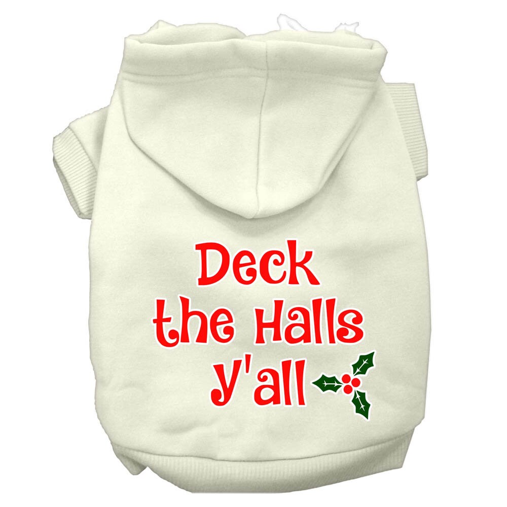 Christmas Pet Dog & Cat Hoodie Screen Printed, "Deck the Halls Y'all"-3