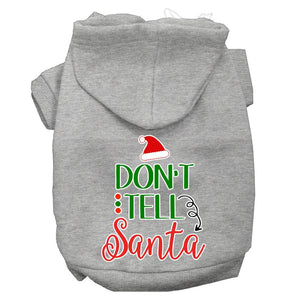 Christmas Pet Dog & Cat Hoodie Screen Printed, "Don't Tell Santa"-4