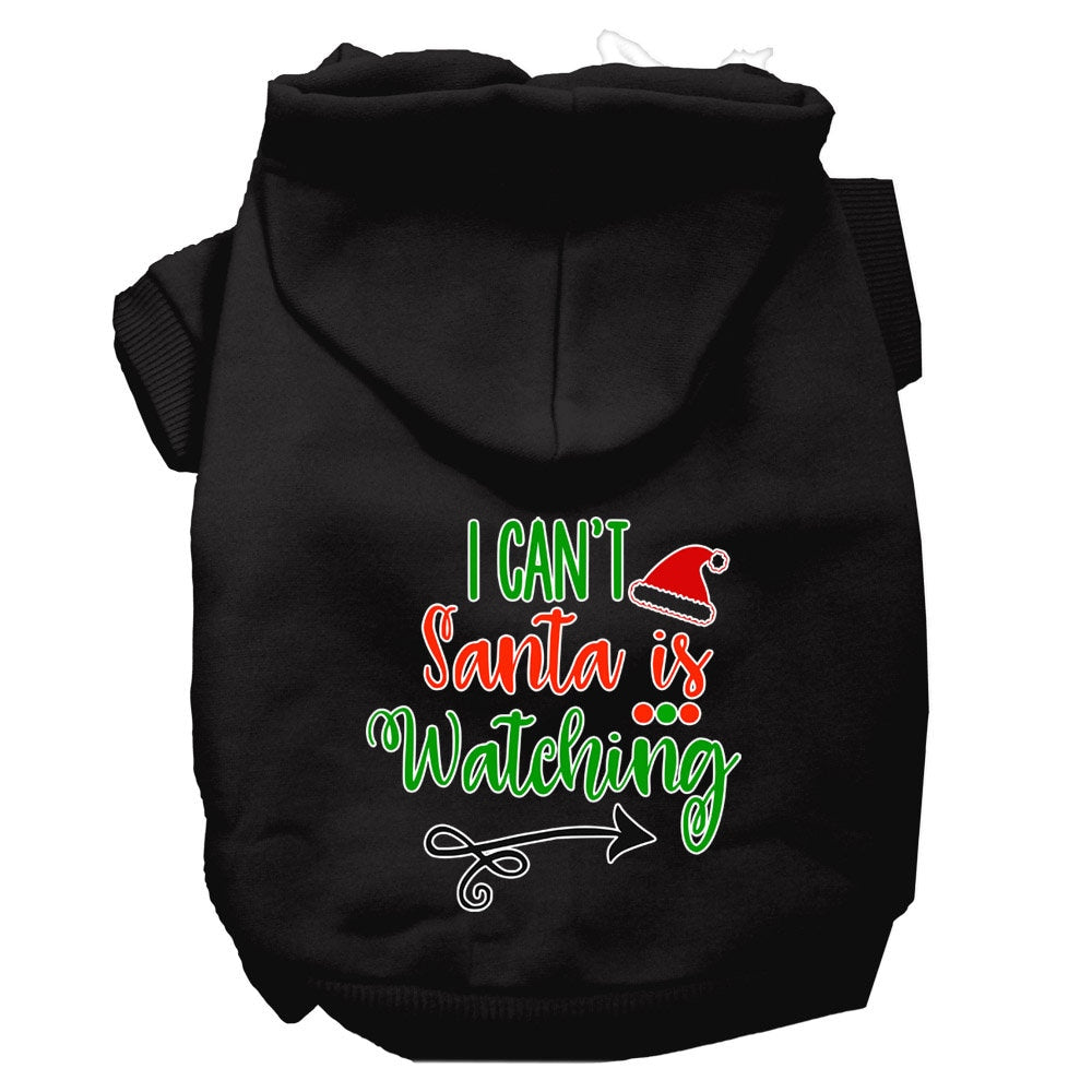 Christmas Pet Dog & Cat Hoodie Screen Printed, "I Can't, Santa Is Watching"-2