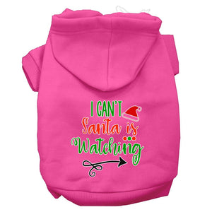 Christmas Pet Dog & Cat Hoodie Screen Printed, "I Can't, Santa Is Watching"-3