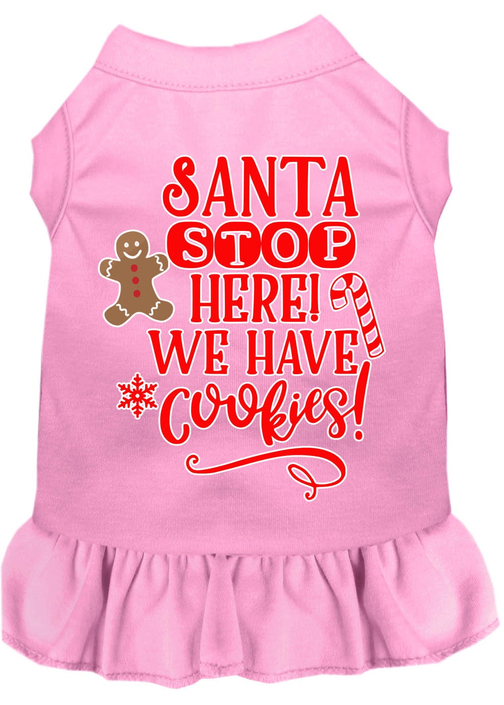 Christmas Pet Dog & Cat Dress Screen Printed, "Santa Stop Here, We Have Cookies"-4