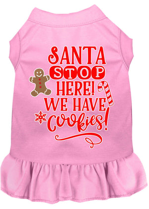 Christmas Pet Dog & Cat Dress Screen Printed, "Santa Stop Here, We Have Cookies"-4