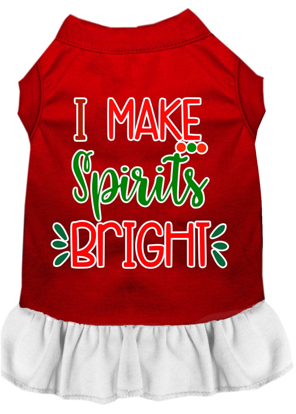 Christmas Pet Dog & Cat Dress Screen Printed, "I Make Spirits Bright"-4