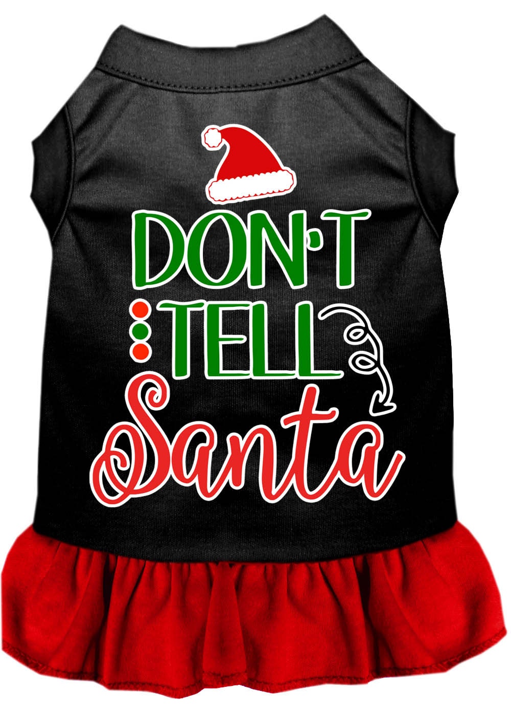 Christmas Pet Dog & Cat Dress Screen Printed, "Don't Tell Santa"-3