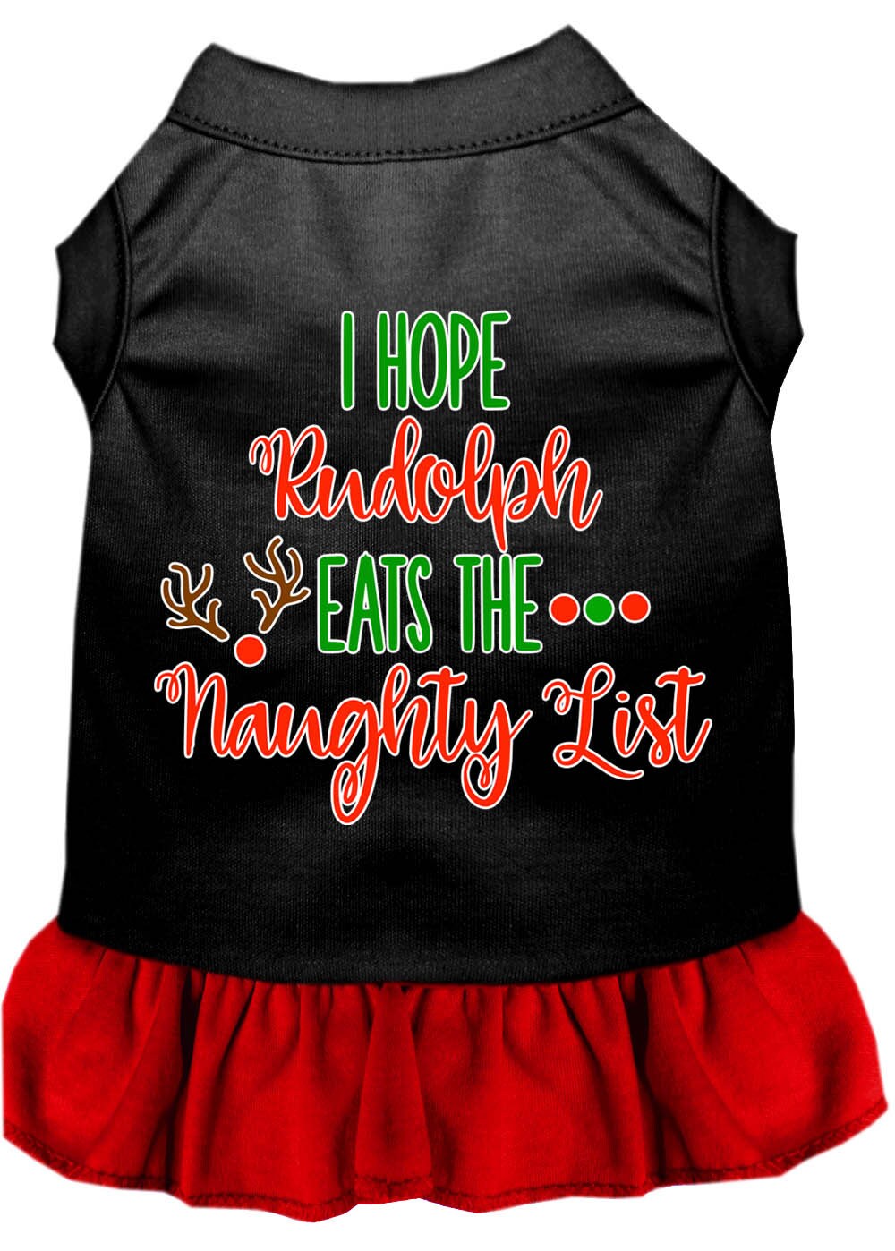 Christmas Pet Dog & Cat Dress Screen Printed, "I Hope Rudolph Eats The Naughty List"-4