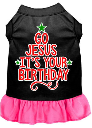 Christmas Pet Dog & Cat Dress Screen Printed, "Go Jesus, It's Your Birthday"-2