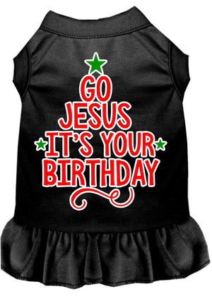 Christmas Pet Dog & Cat Dress Screen Printed, "Go Jesus, It's Your Birthday"-3