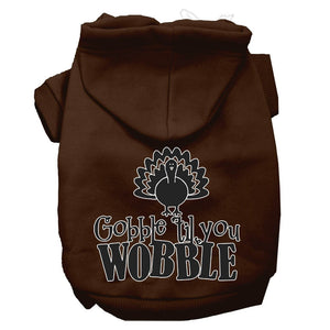 Thanksgiving Pet, Dog and Cat Hoodie Screen Printed, "Gobble 'Til You Wobble"-4